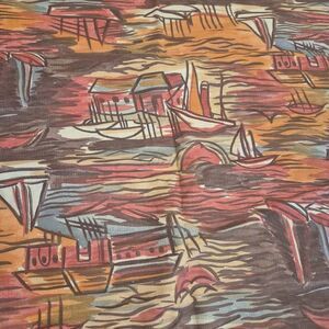 Fabric, Browns, Reds & Blue Cotton Watercolor Cotton 45" wide x 1/2 yd